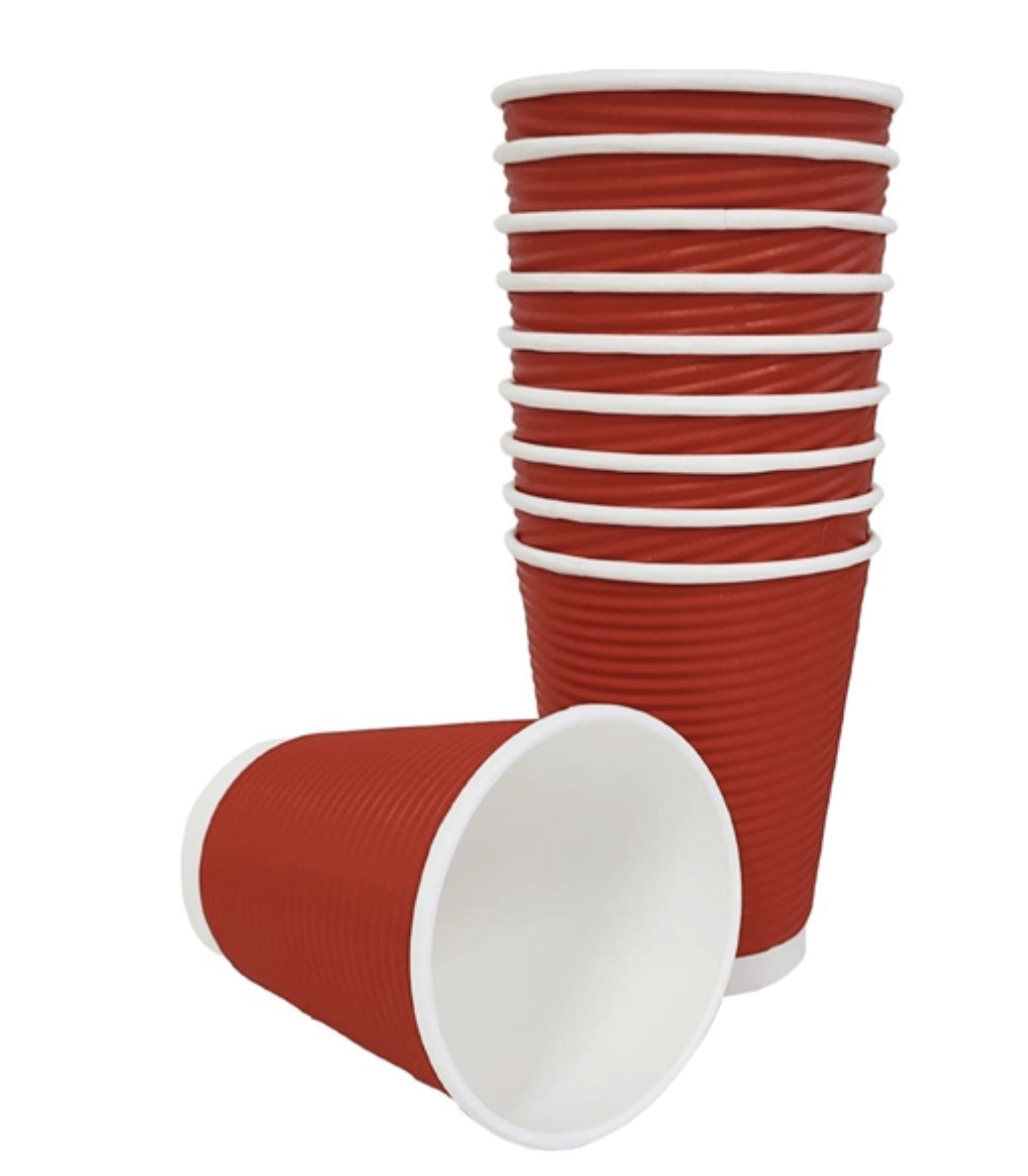 Recyclable Coffee Cups Ripple Wall Red 340ml / 12oz - Chefs Tableware